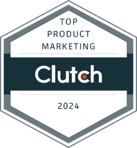 Award badge for Clutch's 2024 Top Product Marketing.